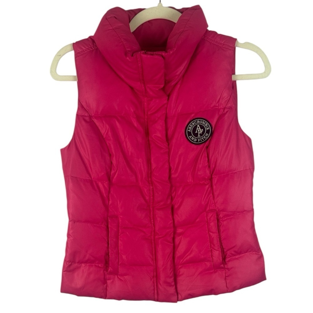 Abercrombie & Fitch Down Feather Blend Bright Pink Sleeveless Puffer Small Vest